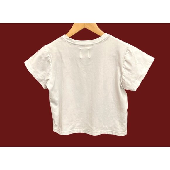 With Jéan White Graphic Logo Cropped T-Shirt Tee Size S Streetwear Y2K Aesthetic - Picture 3 of 4